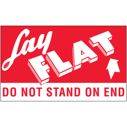 3 x 5" - "Lay Flat - Do Not Stand On End" Labels