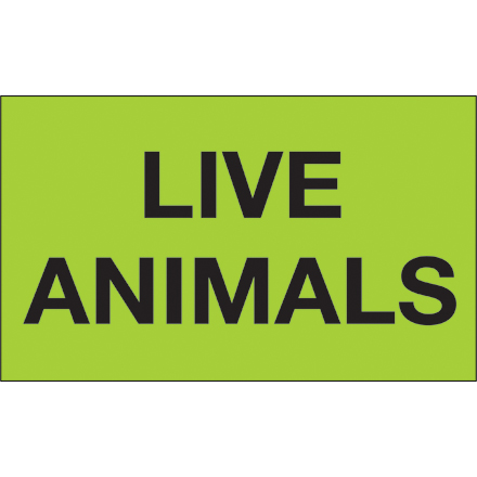 3 x 5" - "Live Animals" (Fluorescent Green) Labels