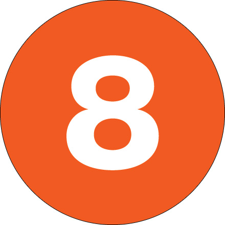 2" Circle - "8" (Orange) Number Labels