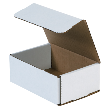 6 <span class='fraction'>1/2</span> x 4 <span class='fraction'>1/2</span> x 2 <span class='fraction'>1/2</span>" White Corrugated Mailers