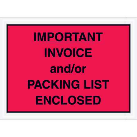 4 <span class='fraction'>1/2</span> x 6" Red "Important Invoice and/or Packing List Enclosed" Envelopes