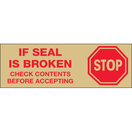 2" x 55 yds. - "Stop If Seal Is Broken..." Tan (6 Pack) Tape Logic<span class='rtm'>®</span> Messaged Carton Sealing Tape